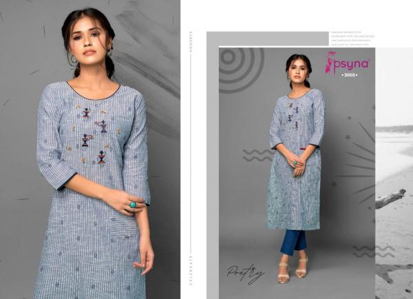 Psyna Poetry 2 Cotton Embroidery Kurti With Bottom